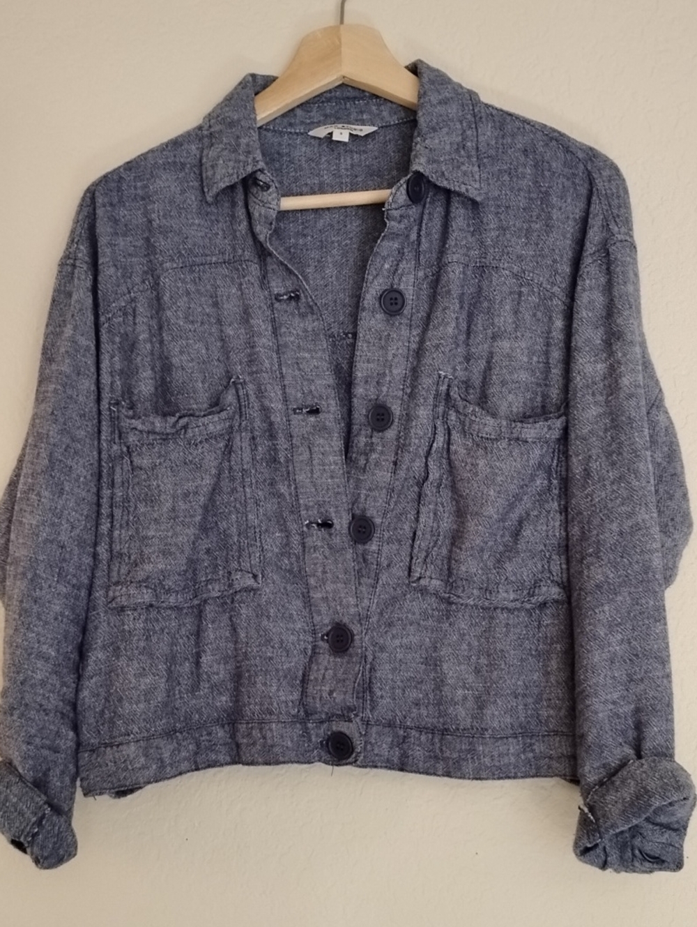 Linen Blend Cropped Button-Front Top/Jacket: Max Studio London